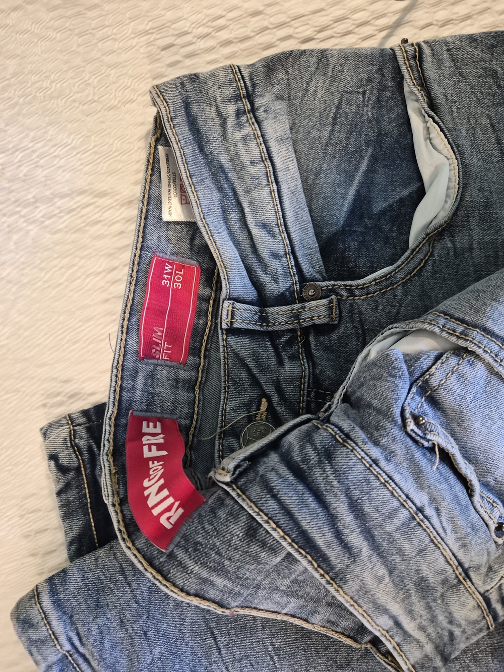 Ring of Fire Men's Slim Light Blue Washed Jeans